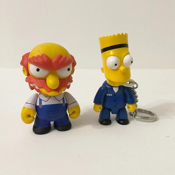 Lot  of 6 The Simpsons Toys Keychains Bart Krusty the Clown Maggie Groundskeeper - Picture 8 of 16